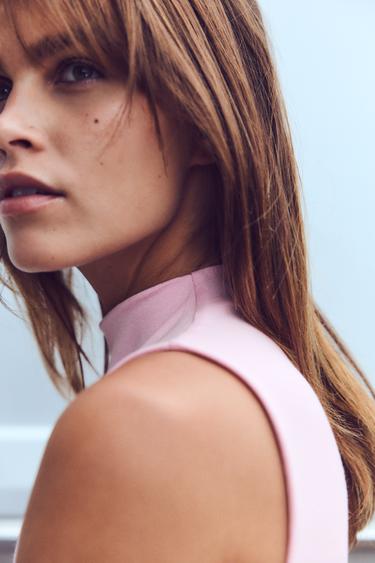 COTTON MODAL TOP - Pastel pink by Zara