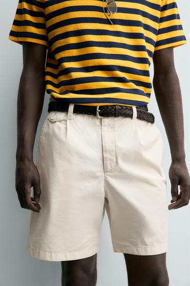 SHORT REGULAR FIT AVEC PLIS - Blanc cassé de Zara - Image 4