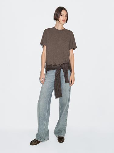 Zara Short sleeve melange T-shirt - brown vigore - Image 0