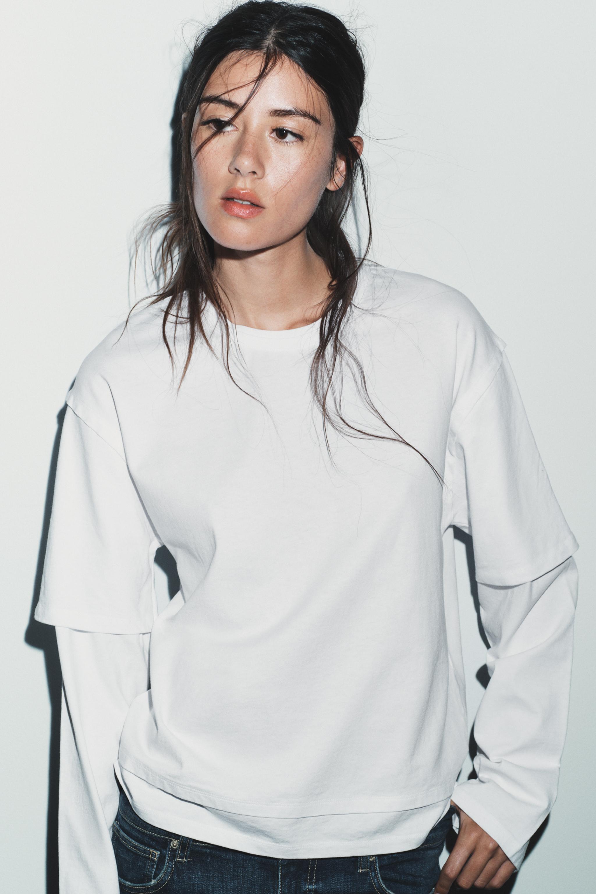 T-SHIRT EFFET DOUBLE MANCHE LONGUE