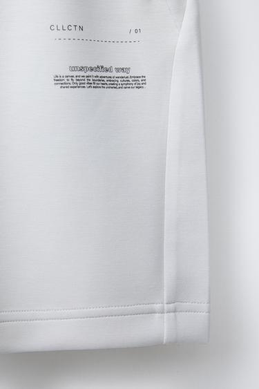 SPORTY BERMUDA SHORTS WITH SLOGAN - Ecru by Zara - Image 3