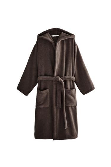 Zara EXTRA SOFT HOODED BATHROBE (380 GXM²) - Dark brown