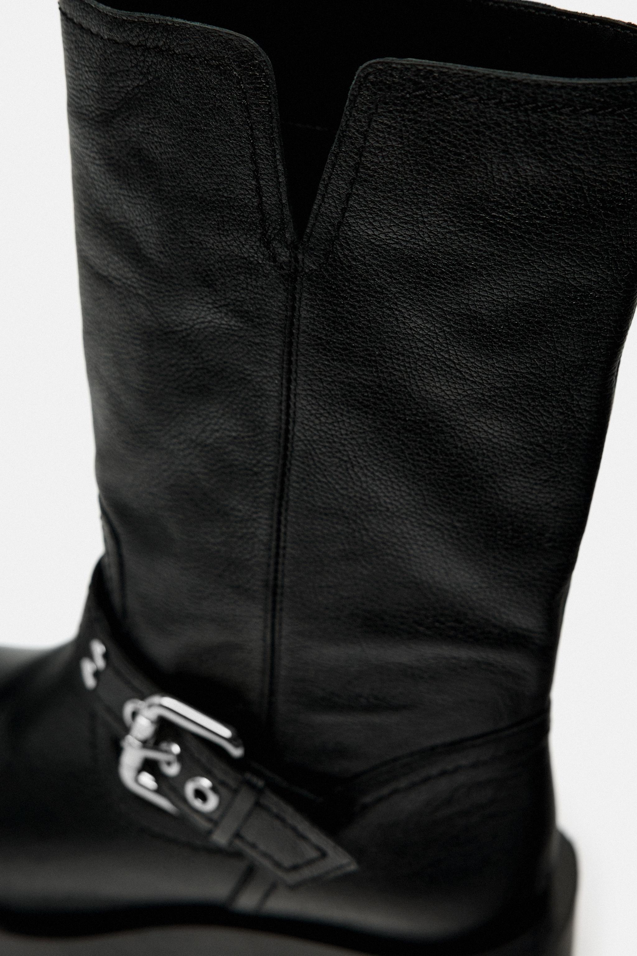 LEATHER BIKER BOOTS