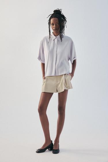 CAMISA FLUIDA MANGA CORTA - Malva claro de Zara