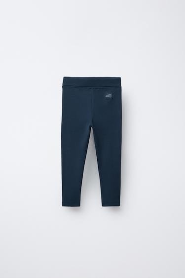 RIBBED LEGGINGS WITH LABEL - Navy blue by Zara