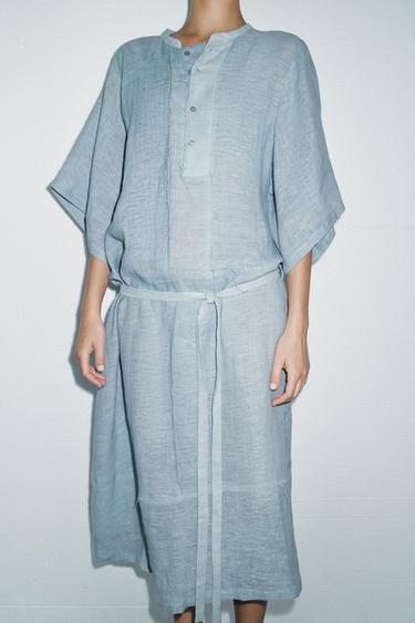 ROBE CHEMISE AVEC LIN LIMITED EDITION - Bleu / Gris de Zara - Image 2