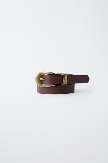 LEATHER EFFECT BELT - Brown by Zara
