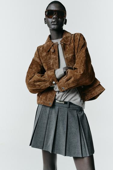 FALDA PANTALÓN TABLAS CINTURÓN - Gris oscuro de Zara