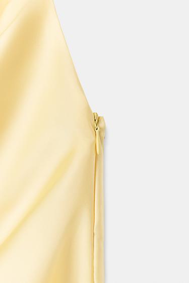 MINI SATIN DRESS WITH SASH - Yellow by Zara - Image 6