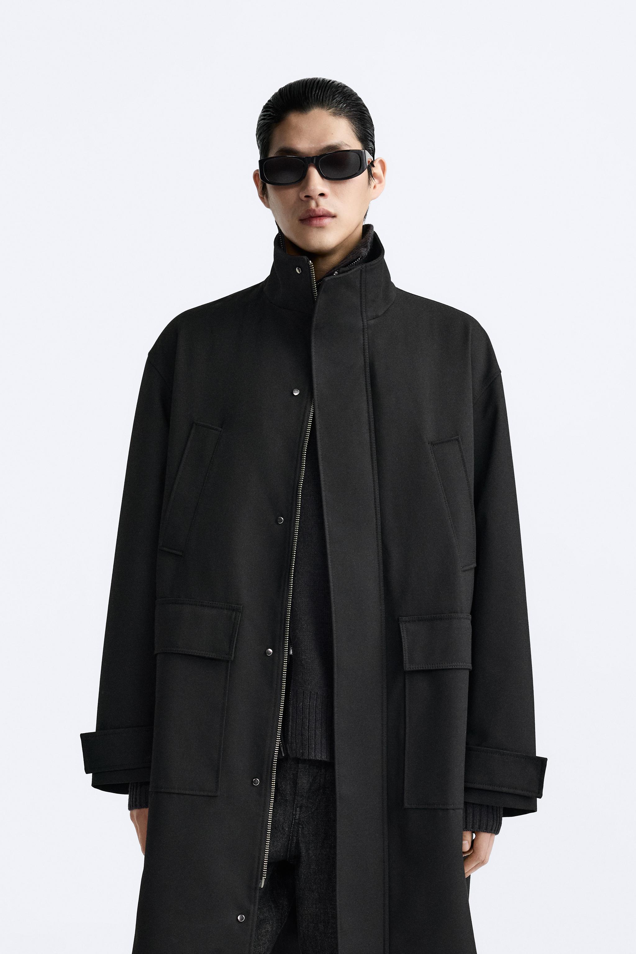 Zara double store breasted coat black