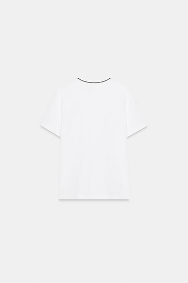 T-SHIRT FERMOIR LISERÉS - Blanc de Zara - Image 5