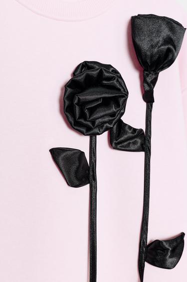 CONTRAST FLOWER SWEATSHIRT - Pink by Zara - Image 2