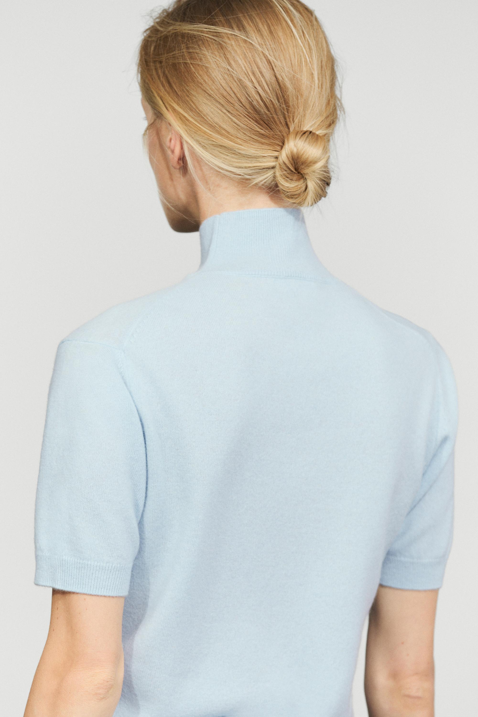 Pull en maille à manches courtes, mélange laine et cachemire