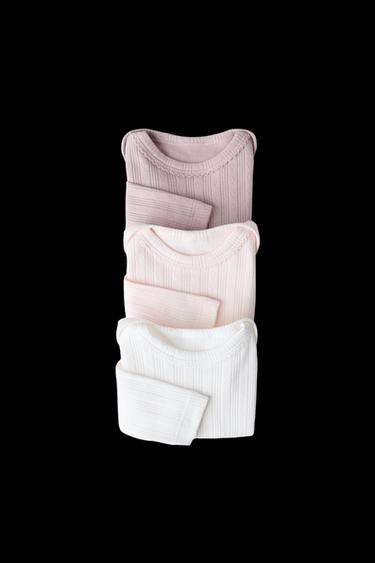 Zara 6 MONTHS-3 YEARS/ THREE-PACK OF LONG SLEEVE BODYSUITS - Pink - Image 0