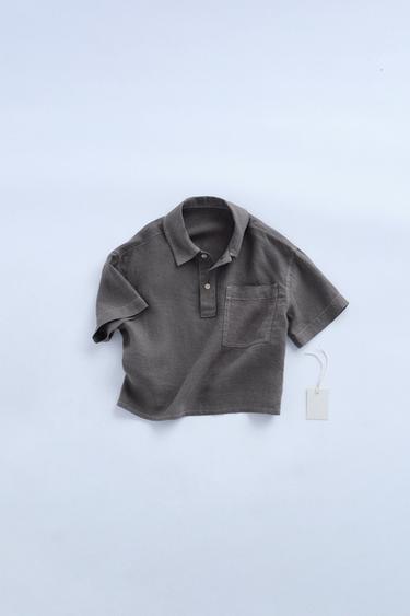 Zara ZARA TIMELESS - LINEN SHIRT WITH POCKET - Anthracite grey - Image 0