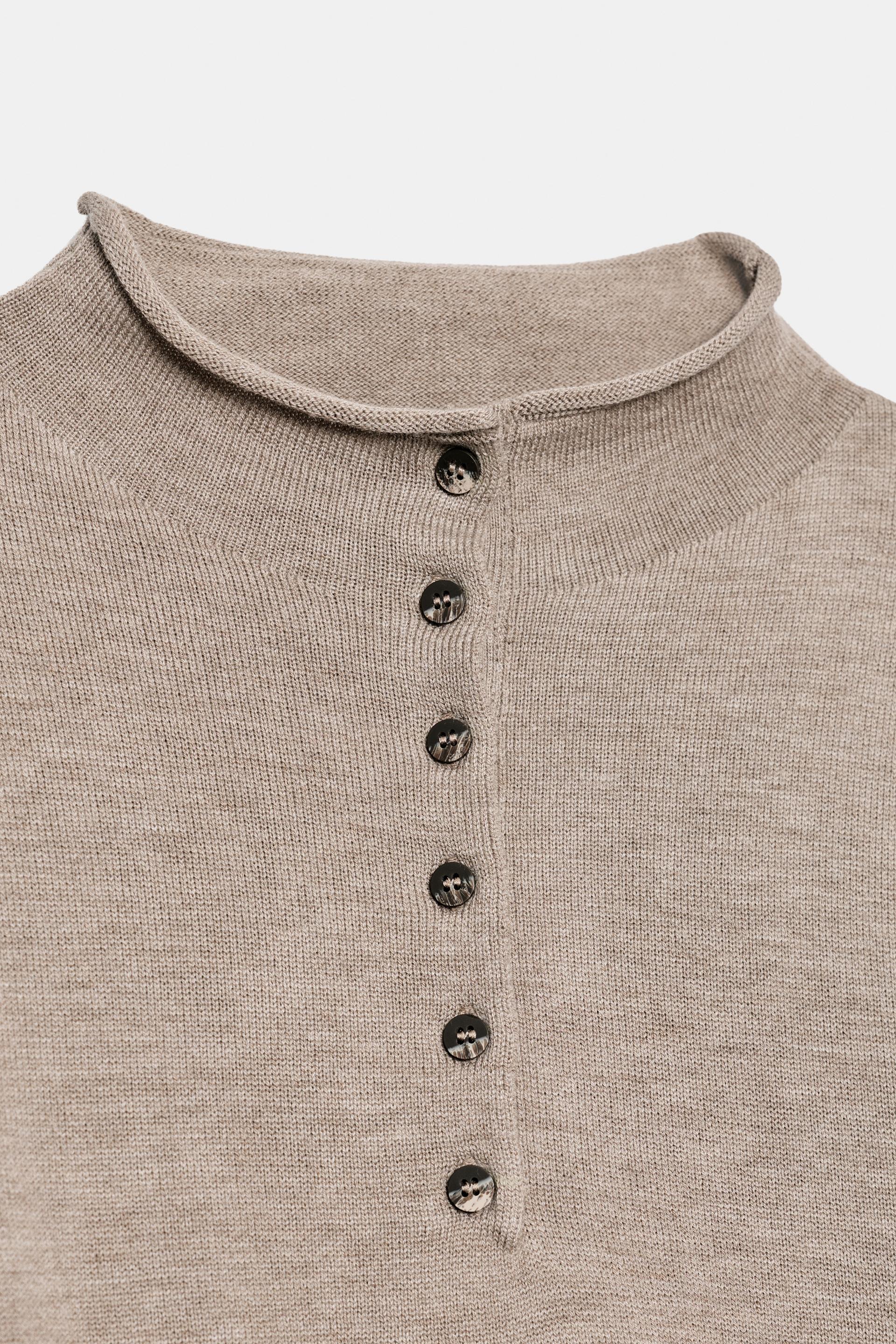 HIGH-NECK BUTTON KNIT SWEATER thumbnail 8