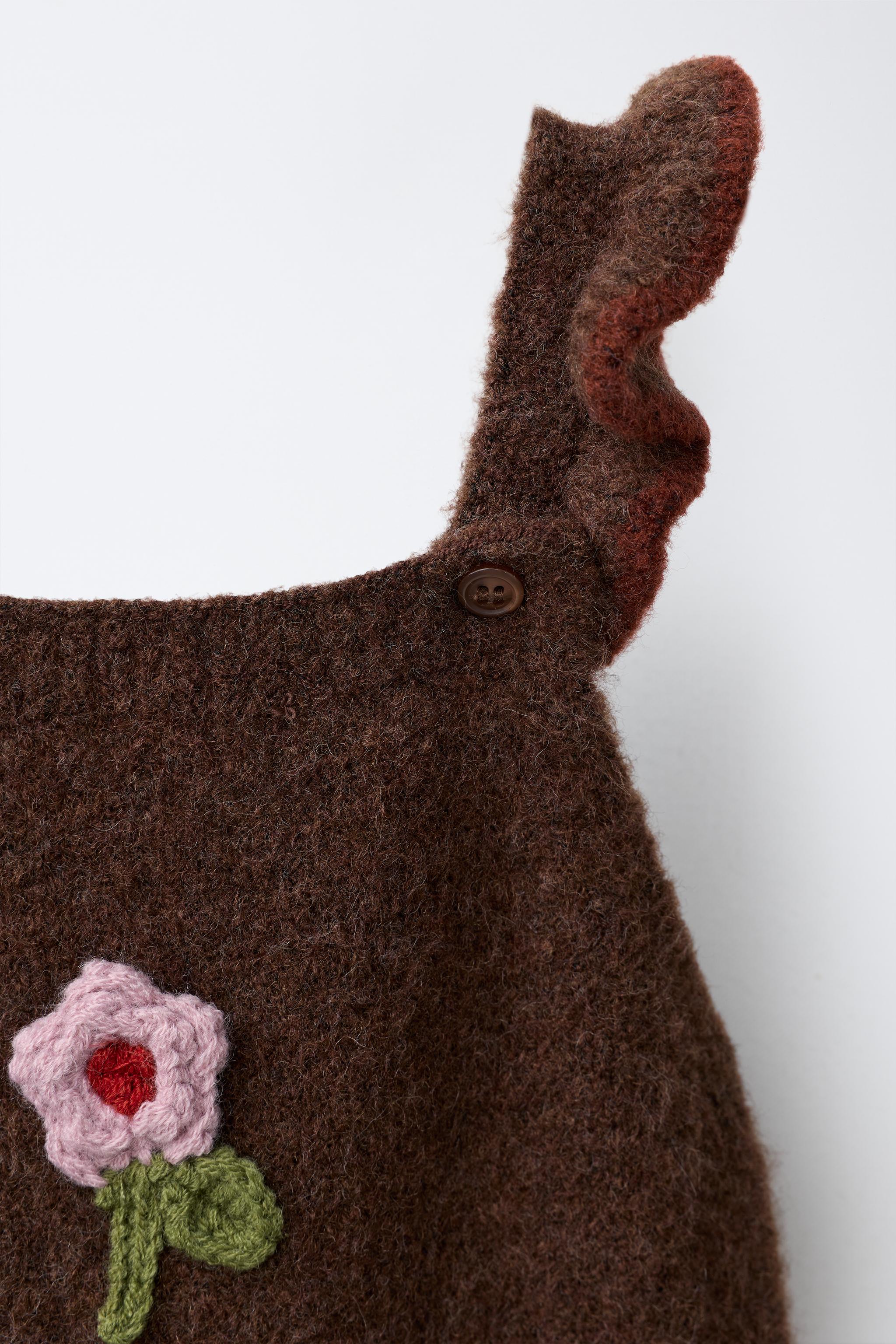 LONG FLORAL KNIT DUNGAREES