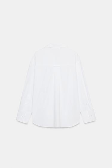 BASIC POPLIN SHIRT - White by Zara - Image 7