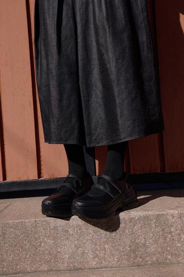 CHUNKY STRAPPY BALLERINAS - Black by Zara