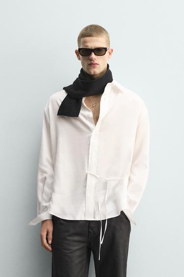 Zara FLOWY TIE SHIRT - White