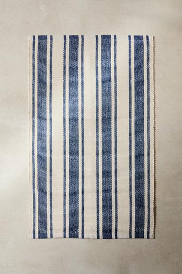 BATH MAT WITH IRREGULAR STRIPES - Ecru / Blue by Zara - Image 5