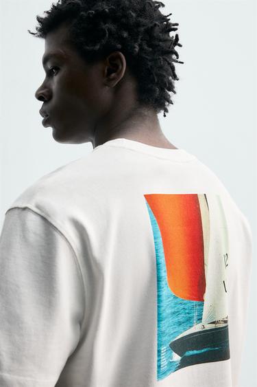 T-SHIRT BRODERIE BIMATIÈRE IMPRIMÉE - Écru de Zara - Image 4