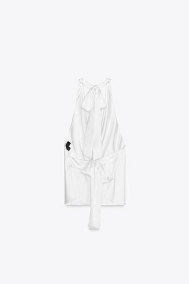SATIN HALTER TOP - White by Zara - Image 5