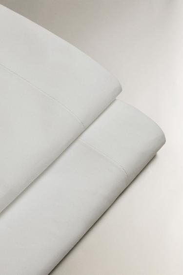 DRY FEEL COTTON PERCALE FLAT SHEET (500 THREAD COUNT) - White by Zara - Image 3
