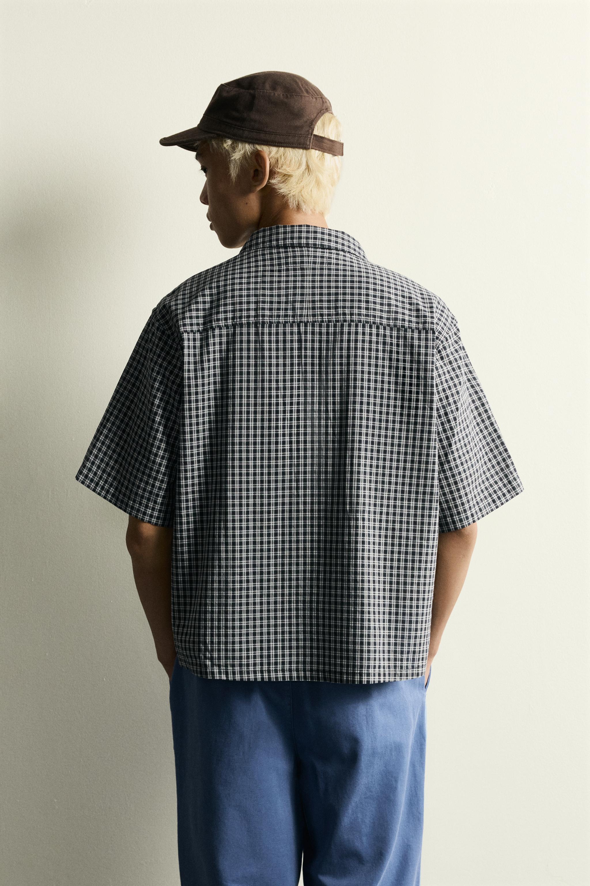 CHEMISE COUPE DÉCONTRACTÉE EN JACQUARD À CARREAUX