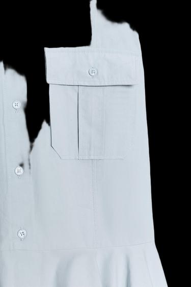 VESTIDO CAMISERO PLISADO ZW COLLECTION - Azul claro de Zara