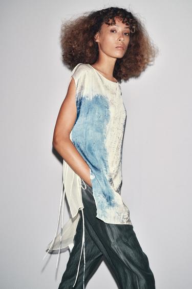 TOP ASYMÉTRIQUE IMPRIMÉ LIMITED EDITION - Écru de Zara - Image 4