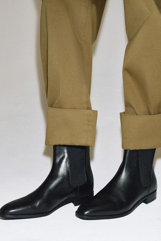 BOTÍN PLANO PIEL - Negro de Zara - Imagen 0