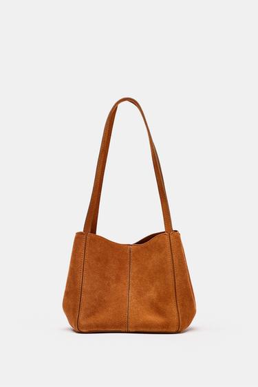 Zara MINI KOŽNA TORBA ZA NOŠENJE NA RAMENU – Narančasta