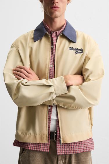 EMBROIDERED WASHED JACKET - Oyster-white by Zara