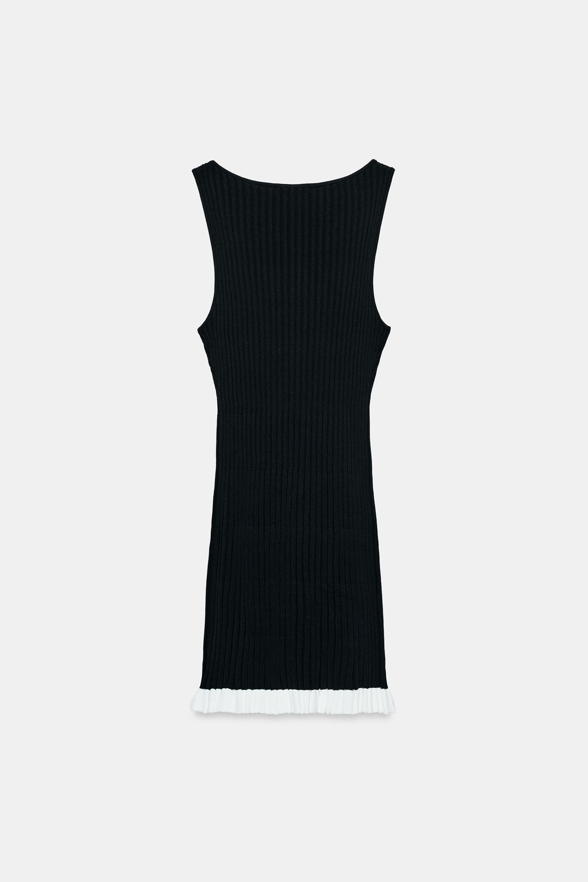 Zara SHORT RIBBED KNIT DRESS — фото 7