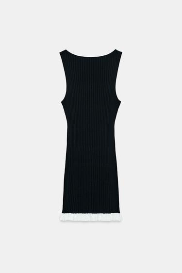ROBE COURTE EN MAILLE CÔTELÉE - Noir de Zara - Image 6