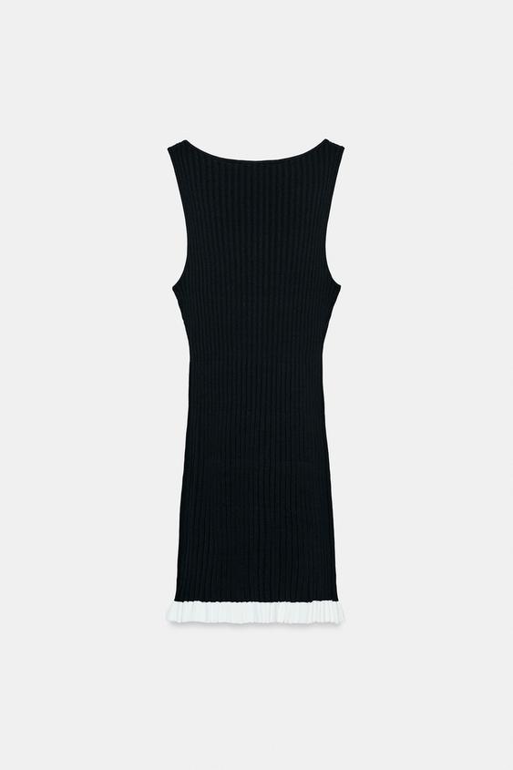 ROBE COURTE EN MAILLE CÔTELÉE - Noir de Zara - Image 6
