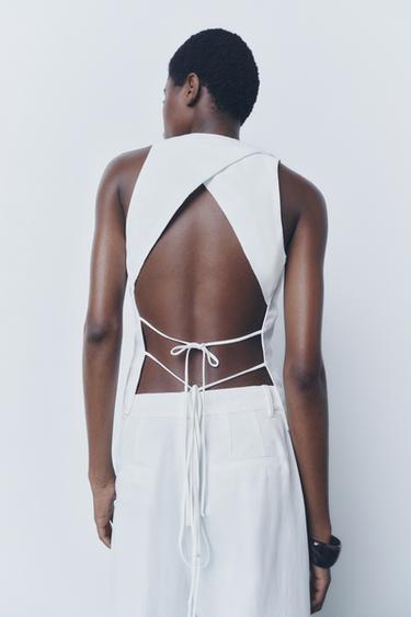 WESTEN-TOP MIT CUT-OUT ZW COLLECTION - Cremefarben von Zara