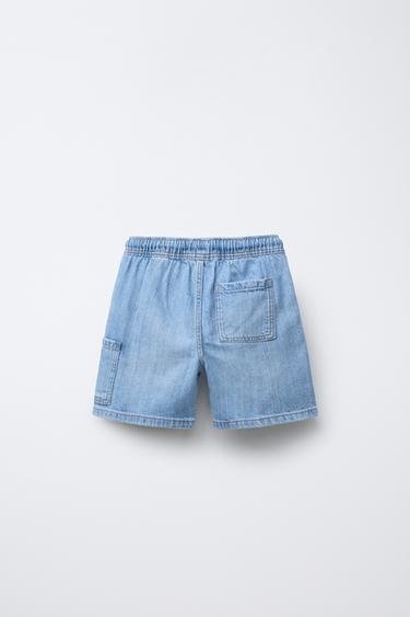 LOOSE-FITTING DENIM BERMUDA SHORTS - Light blue by Zara - Image 1