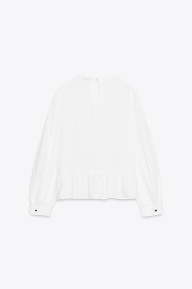 BLOUSE PÉPLUM ENTRE-DEUX - Blanc cassé de Zara - Image 7