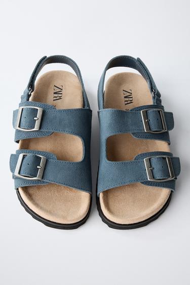 LEATHER BUCKLE SANDALS - Blue by Zara