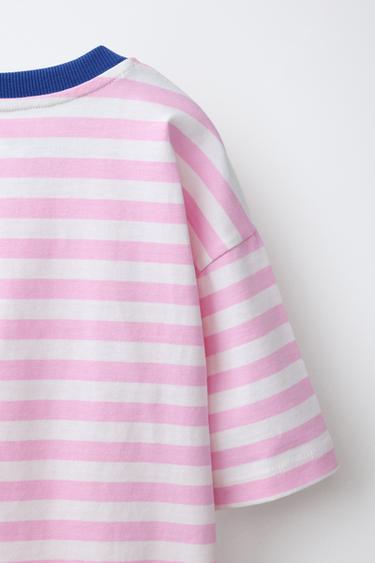 T-SHIRT EPAIS RAYURES - Rose / Blanc de Zara - Image 3