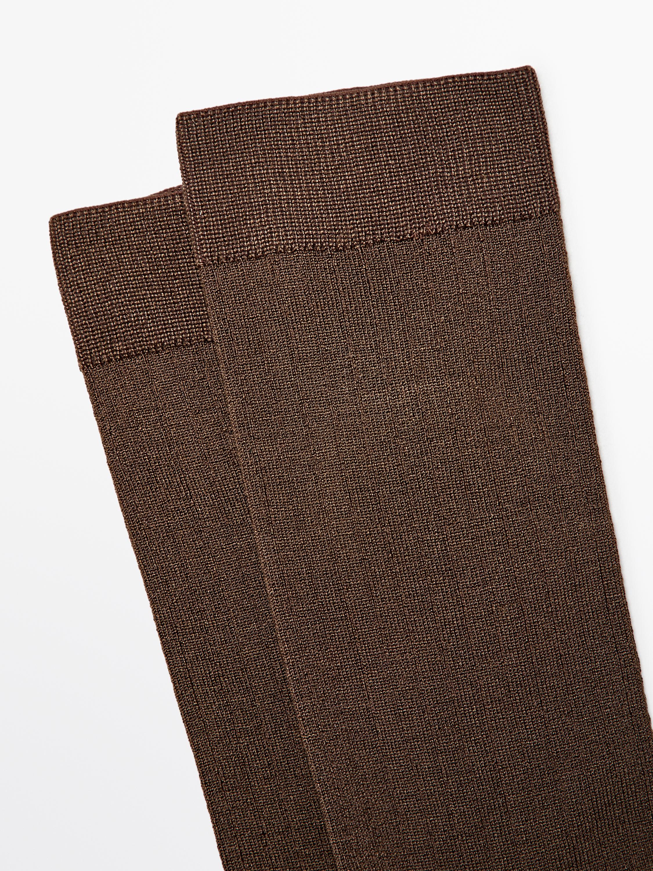 Ribbed silk blend socks