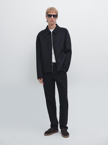 Faux jean en velours côtelé coupe slim - Bleu marine de Zara