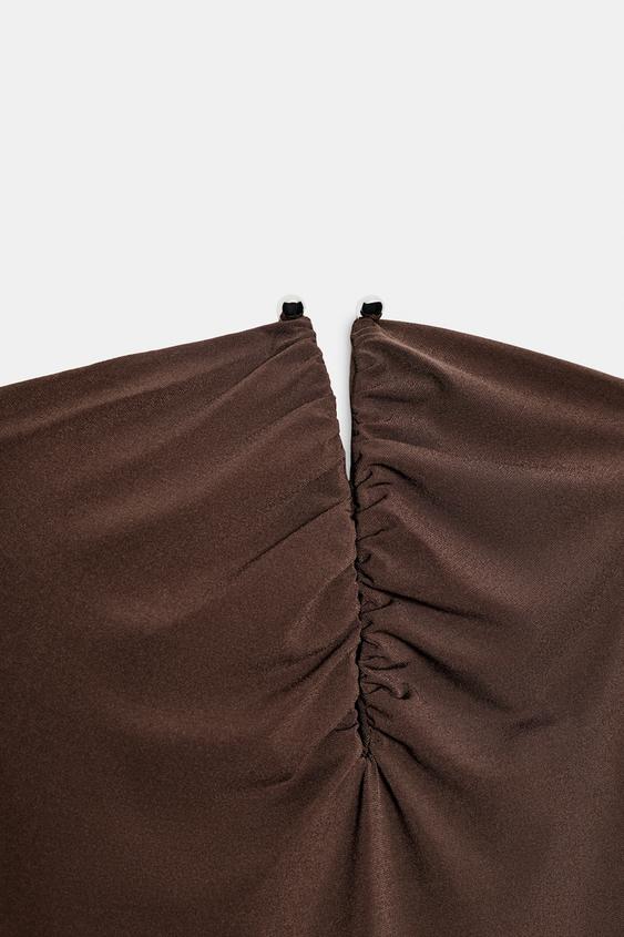 brown strapless dress zara ZARA - Strapless Dress Zw Collection - Xs - Brown