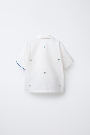 CHEMISE BRODERIES FERME - Écru de Zara - Image 1
