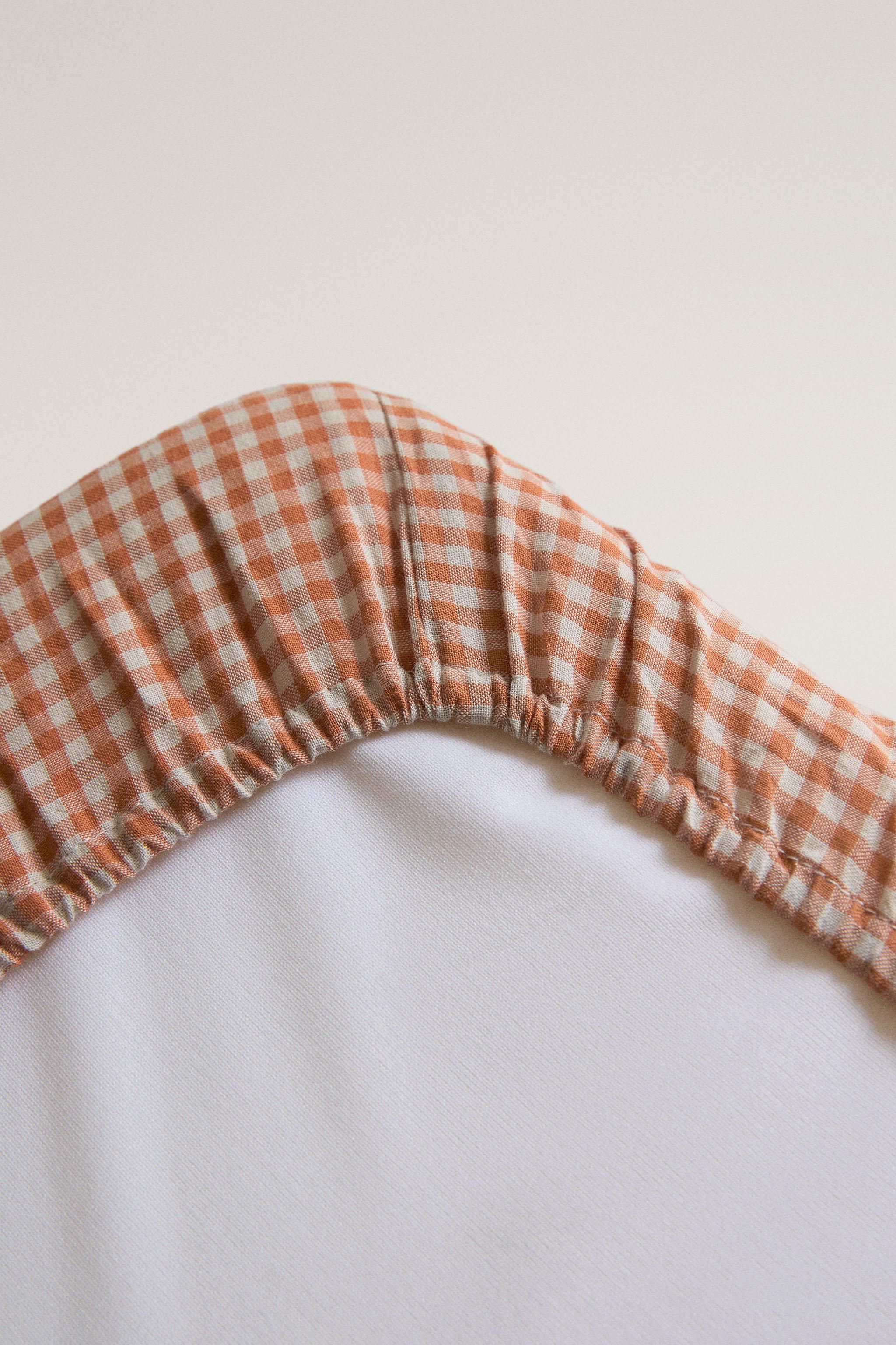 HOUSSE MATELAS À LANGER BÉBÉ COTON VICHY