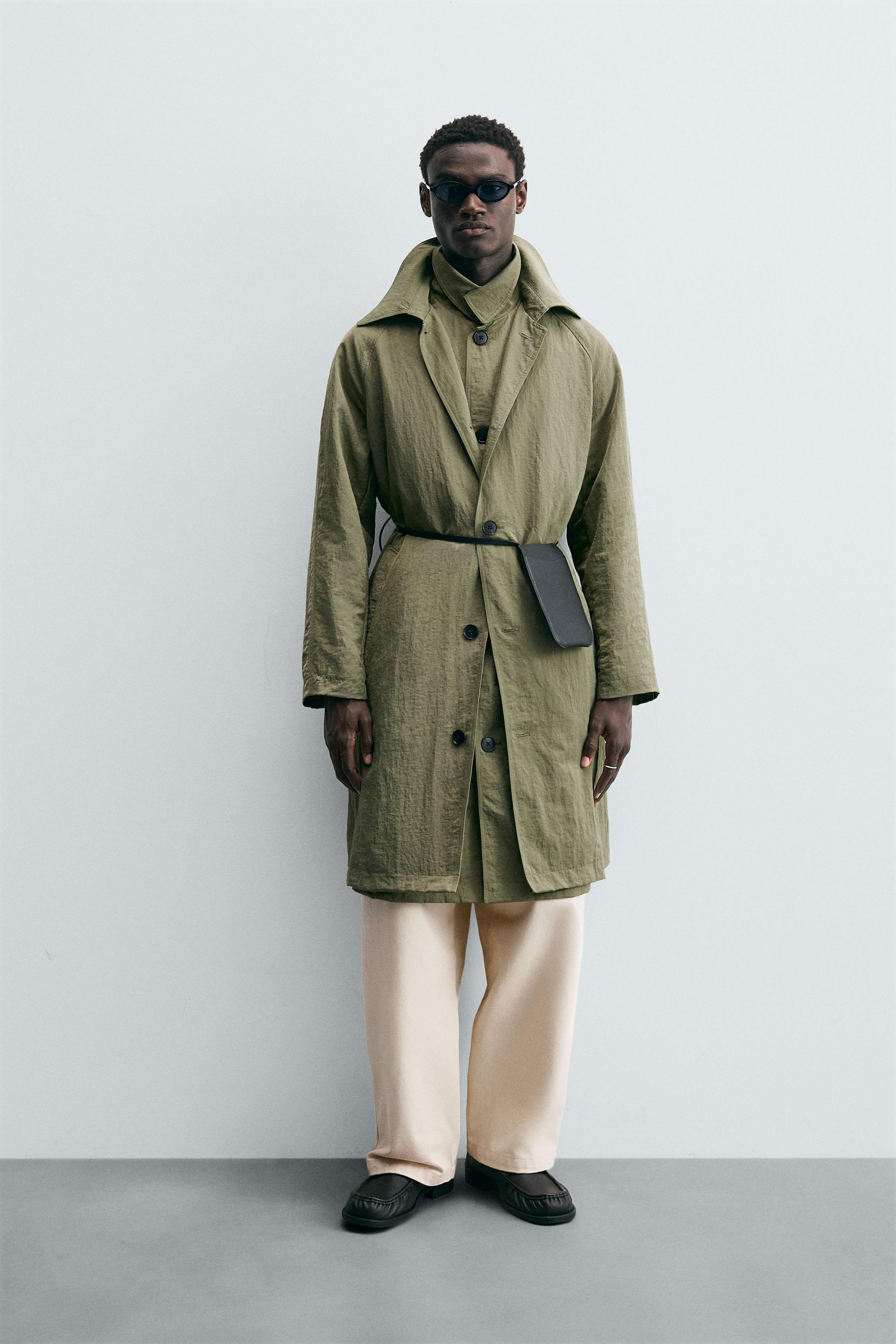 zara green trench coat