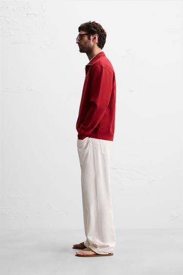 BASIC QUARTER-ZIP SWEATSHIRT - Red by Zara - Image 3