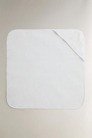 EMBROIDERED HOODED BABY TOWEL — Oyster-white 2